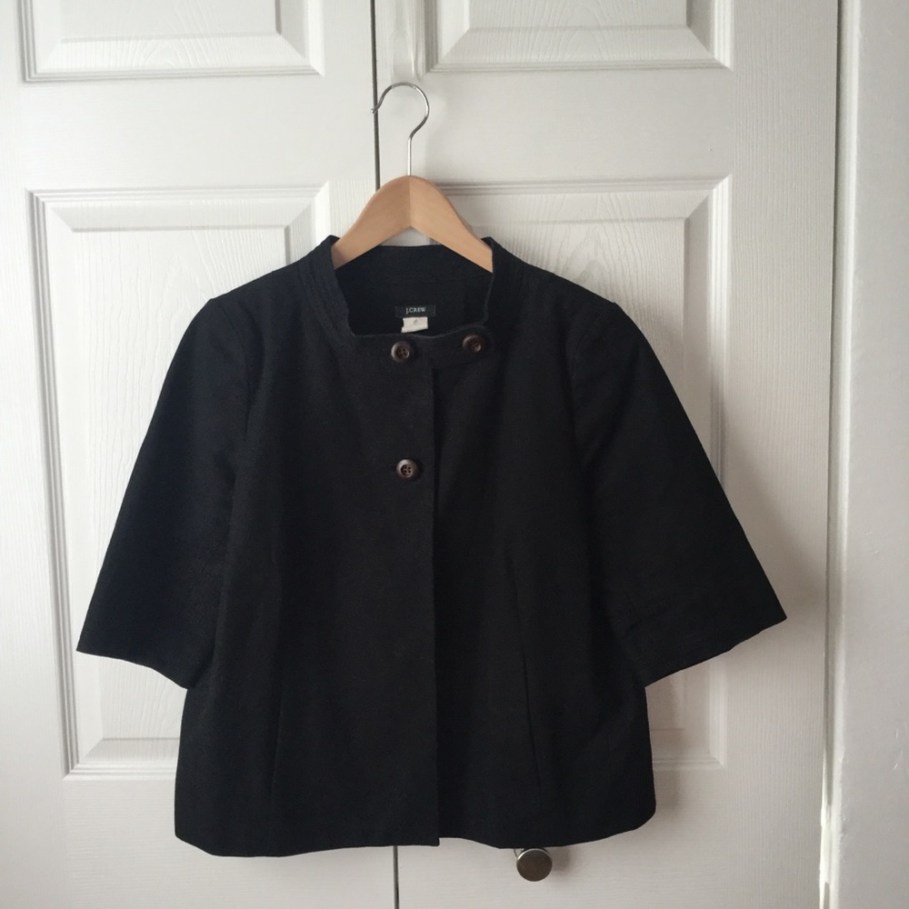 J. Crew Black San Telmo Canvas Swing Cropped Jacke - Picture 2 of 10